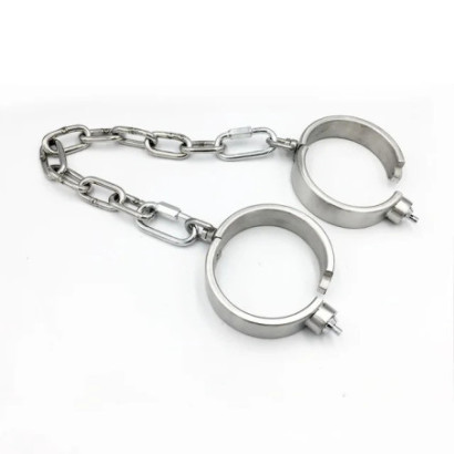 Heavy Duty Stainless Steel Handcuffs Ankle Cuffs Shackle Neck Collar Slave Adult Sm Press Lock Restraints Roleplay Sex Toys - Ga